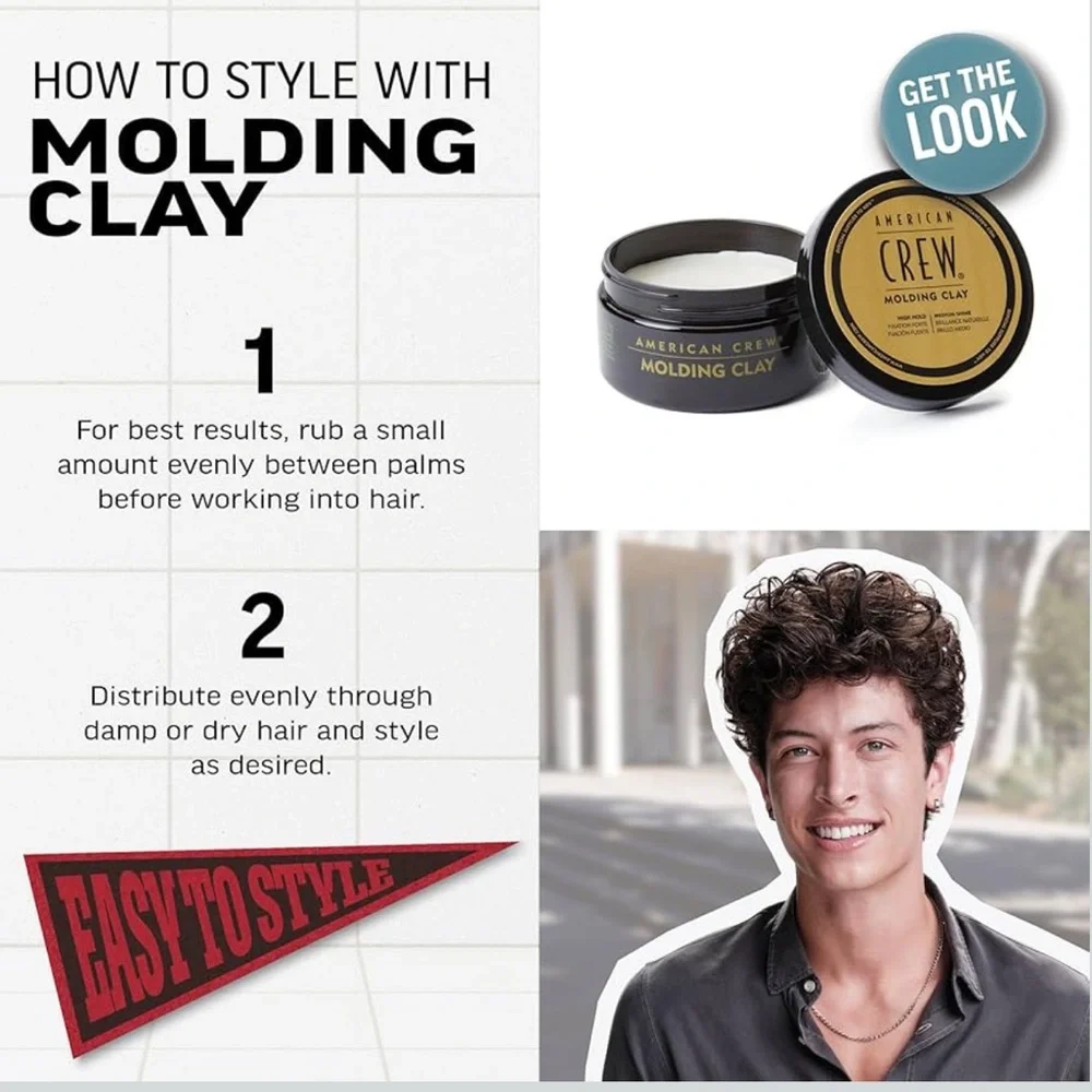 American Crew Men's Hair Molding Clay Styling Gel Strong Hold & Medium Shine
